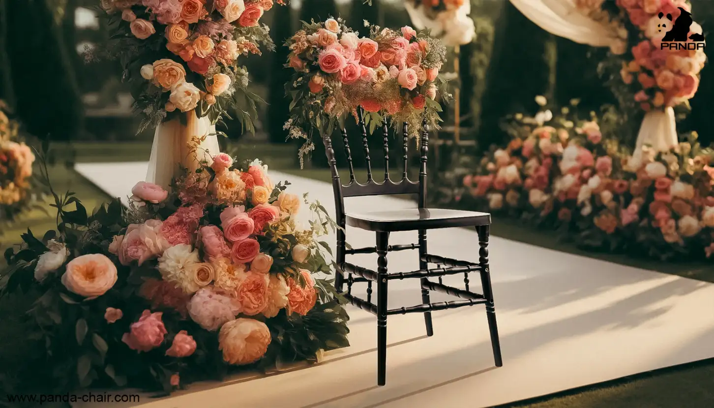 تصویر تزیین صندلی با گل مصنوعی
